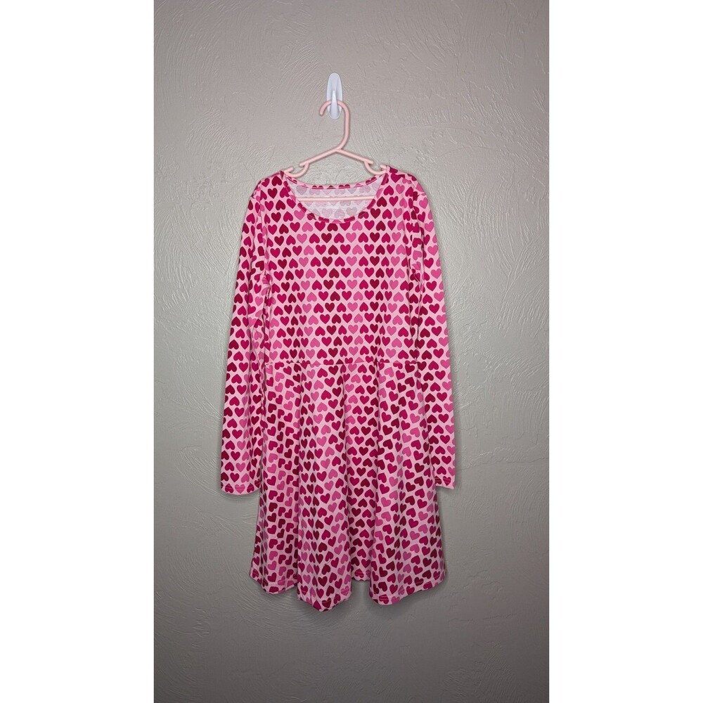 NWT Children's Place Girls XLarge Pink Hearts Long Sleeve Dress
